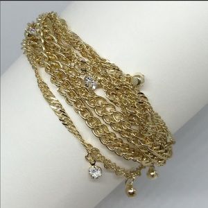 MULTI-GOLD CHAIN CRYSTAL BRACELET